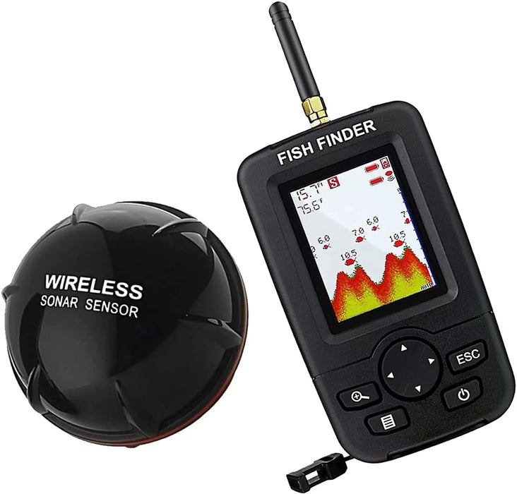 Wireless Sonar Fish Finder — Portable LCD Echo Sounder, 100m Range, 2–120ft Depth