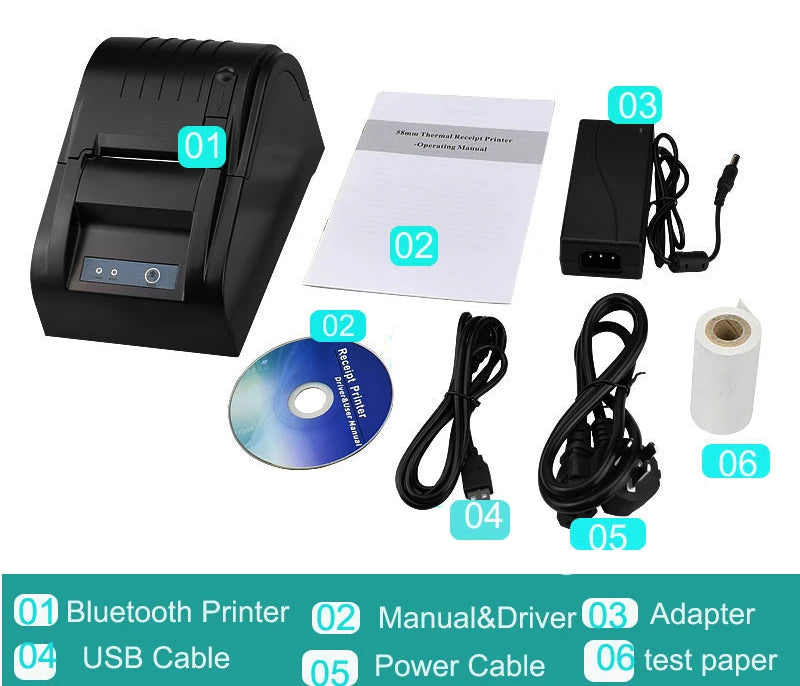 NETUM NT-5890T 58mm  USB Thermal Receipt Printer RS232 POS Printer for Restaurant and Supermarke