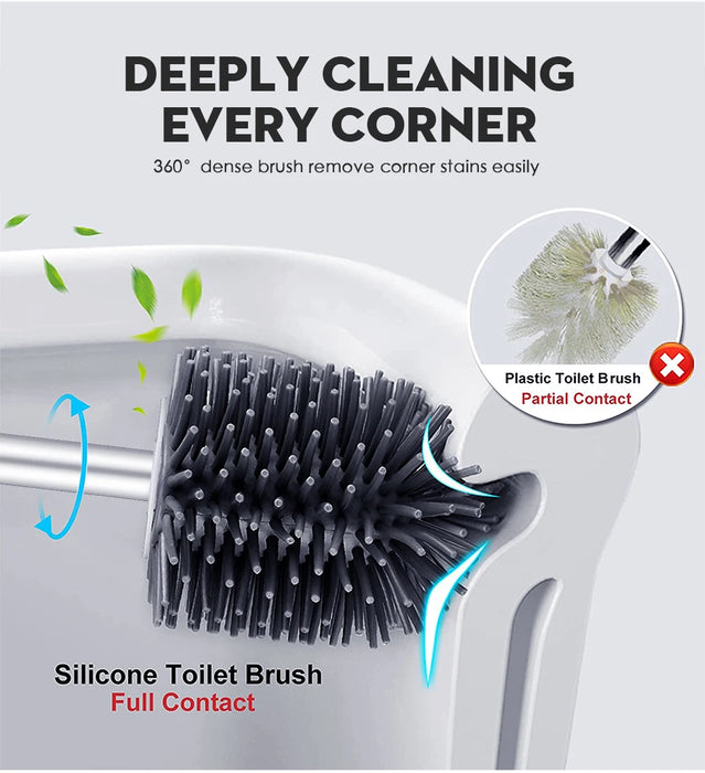 SDARISB Long-Handle Silicone Toilet Brush with Bendable Head (DR-FE94)