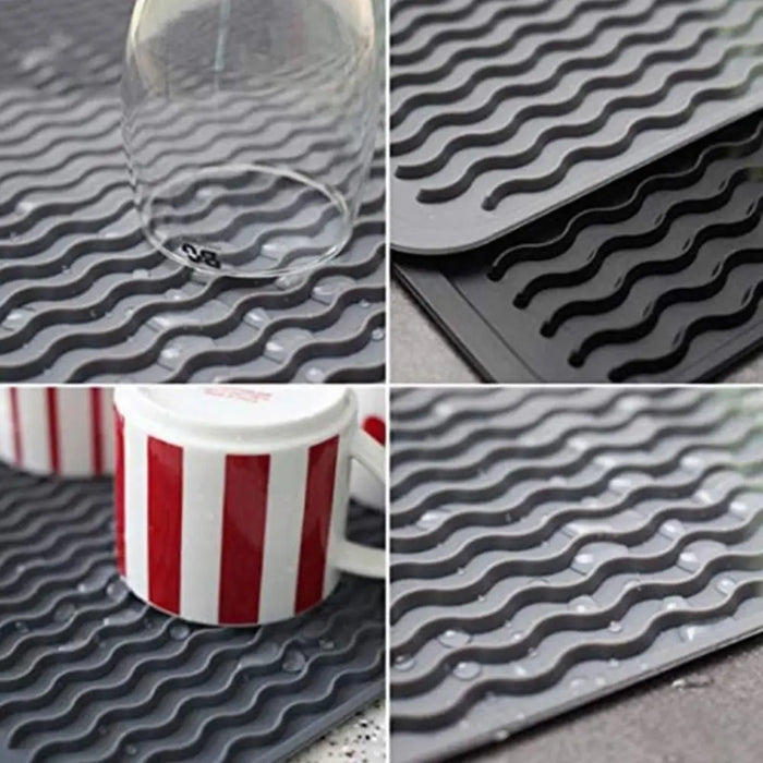 Foldable Silicone Drying Mat — Heat-resistant, Anti-slip Kitchen Drain Mat