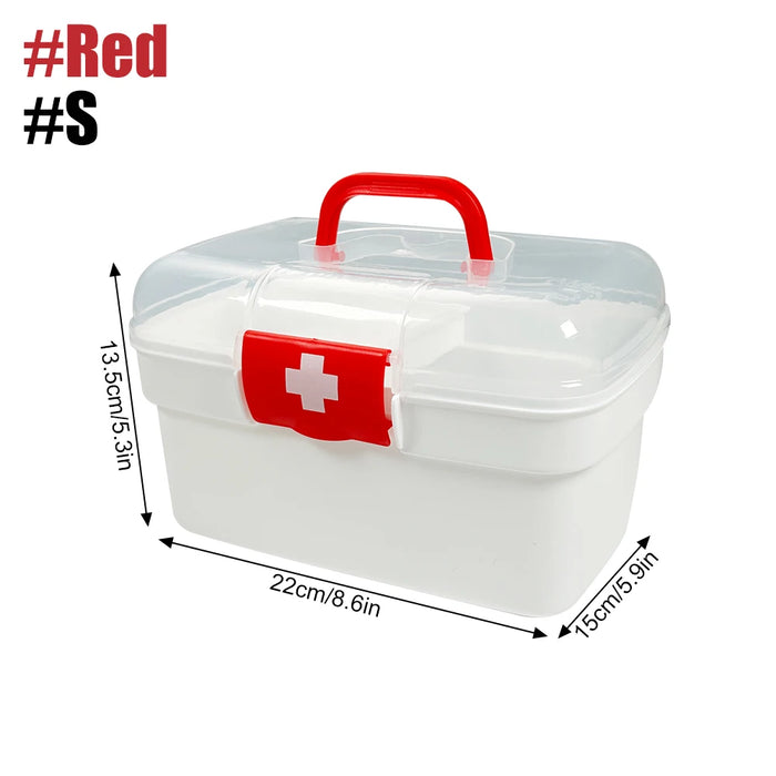 2-Tier Plastic Medicine Box with Handle — Large Capacity First‑Aid Organiser