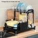 2-Tier Wrought Iron Dish Drainer with 360° Drainage & Drainboard