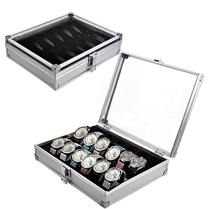 Aluminium-Frame Watch Storage Box — 6 / 12 / 24 Slot Display Case
