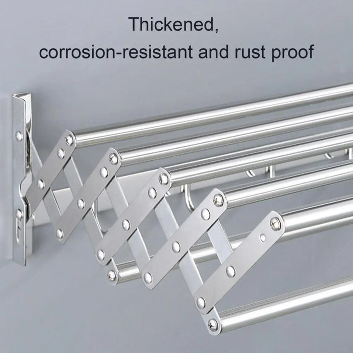Wall-Mounted Foldaway Clothes Drying Rack - Expandable Stainless Steel