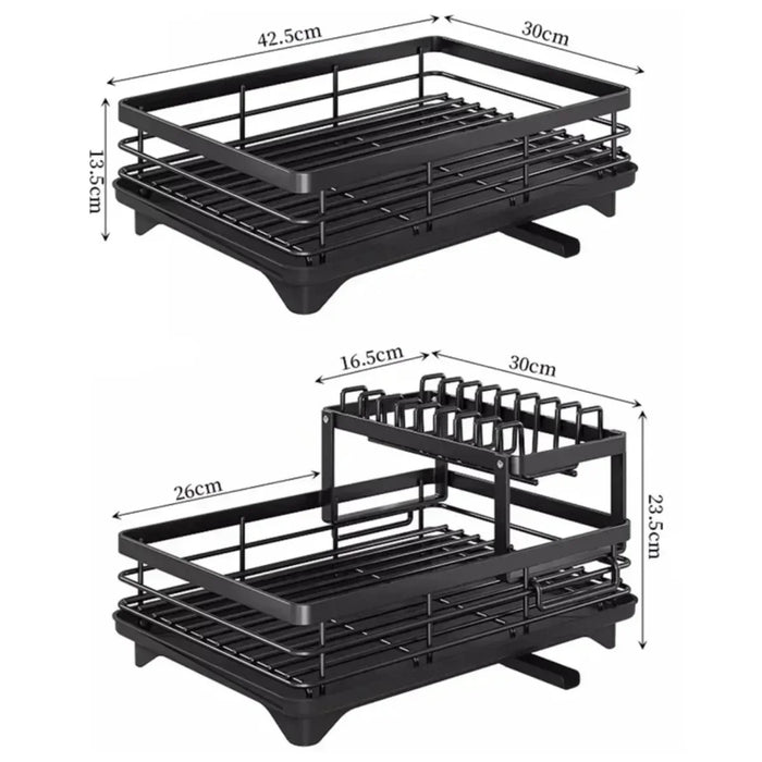 Adjustable Double-Layer Dish & Bowl Drainer – Space-saving Kitchen Rack