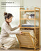 Adjustable Bamboo Laundry Hamper & Bathroom Rack with Pull-Out Shelves