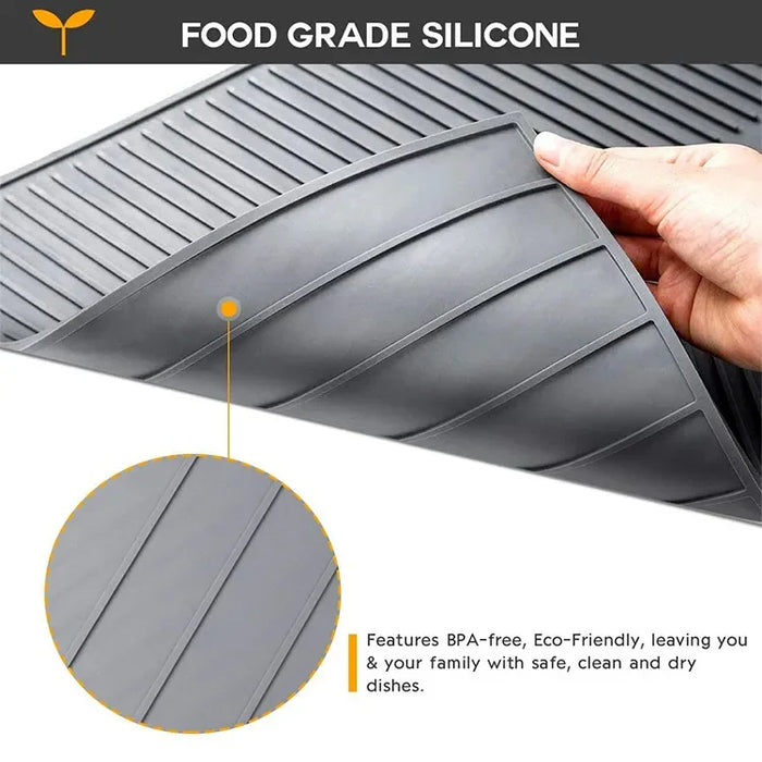Silicone Drain & Drying Mat – Non‑Slip, Heat‑Resistant Dish Pad
