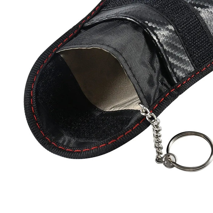 RFID Blocking Car Key Pouch – Carbon Fibre Faraday Fob Case (Black)