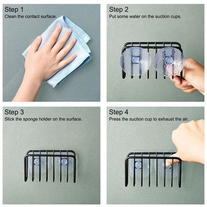 Multifunctional M‑Shaped Sponge Holder — Kitchen Sink Caddy Organizer, Rustproof Iron Sponge Caddy