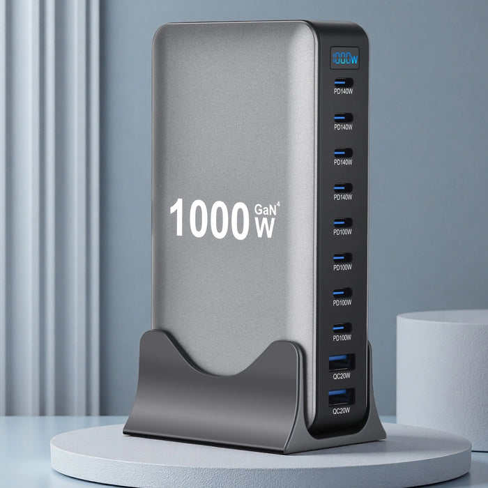 1000W GaN 10‑Port PD3.1 Fast Charging Station — Up to 140W USB‑C (for iPhone, Samsung, Xiaomi, Huawei)