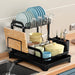 2-Tier Wrought Iron Dish Drainer with 360° Drainage & Drainboard