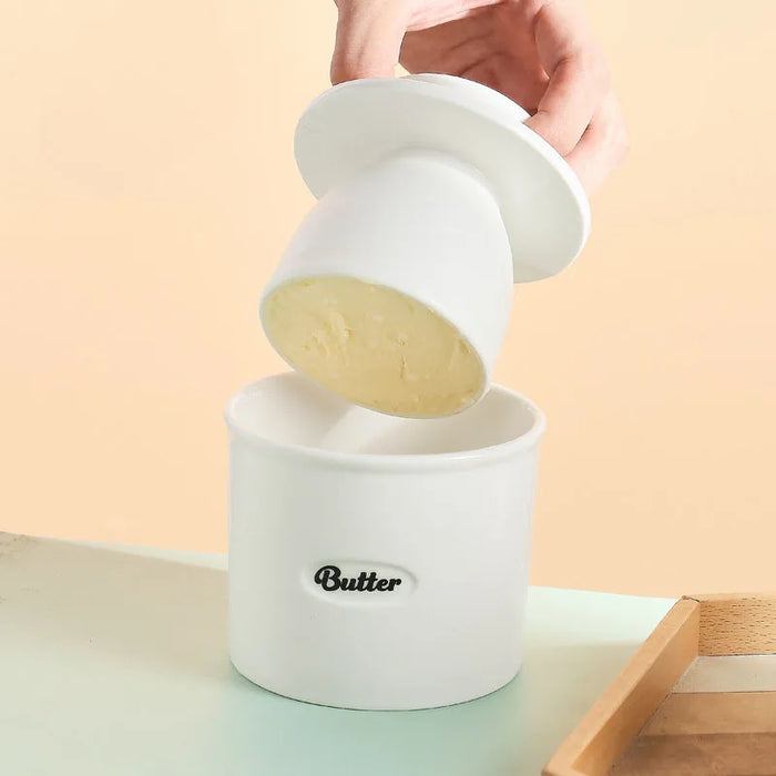 Ceramic Butter Jar with Lid & Cup — Western-Style Butter and Cheese Storage