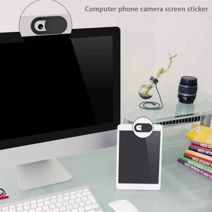 Webcam Privacy Cover — Slim Slide Shutter, 1/3/15 Pack (Black or White)