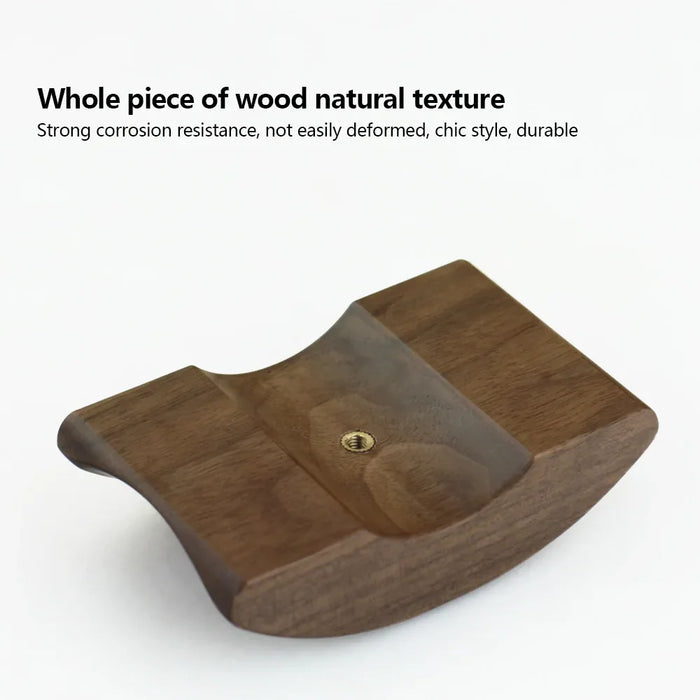 Walnut Wood & Aluminium Headphone Stand with Solid Metal Base — Desk Headset Holder