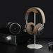 Walnut Wood & Aluminium Headphone Stand with Solid Metal Base — Desk Headset Holder