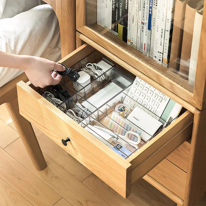 8-Compartment Transparent Acrylic Cable Organiser Box with Dustproof Cover