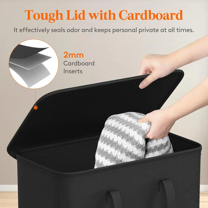 65L Covered Laundry Basket — Foldable, Space-Saving & Portable (Oxford)