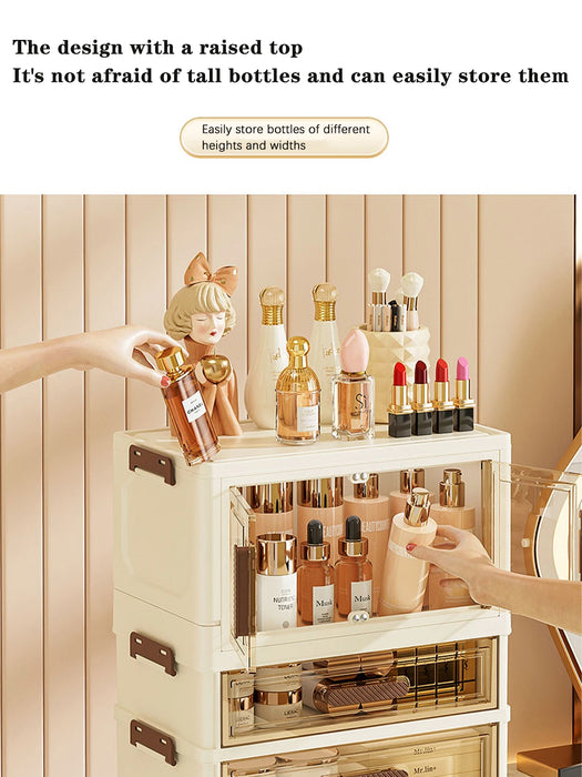 Foldable Transparent Drawer Cosmetic Organiser — Dustproof Multi‑Layer Makeup Storage