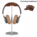 Walnut Wood & Aluminium Headphone Stand with Solid Metal Base — Desk Headset Holder