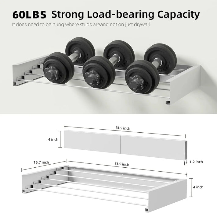 Collapsible Wall-Mounted Laundry Drying Rack — 5 Aluminium Rods