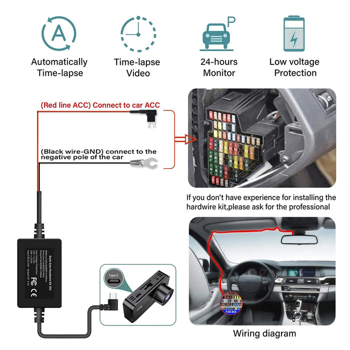 1080P Wi‑Fi Dual Dash Cam — Front & Interior, Night Vision, Loop Recording