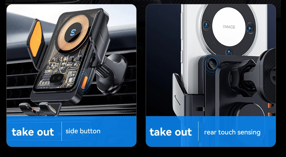 15W Qi Wireless Car Phone Holder – Air Vent & Suction Mount, Fast Charge