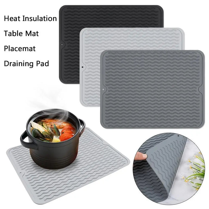 Foldable Silicone Drying Mat — Heat-resistant, Anti-slip Kitchen Drain Mat