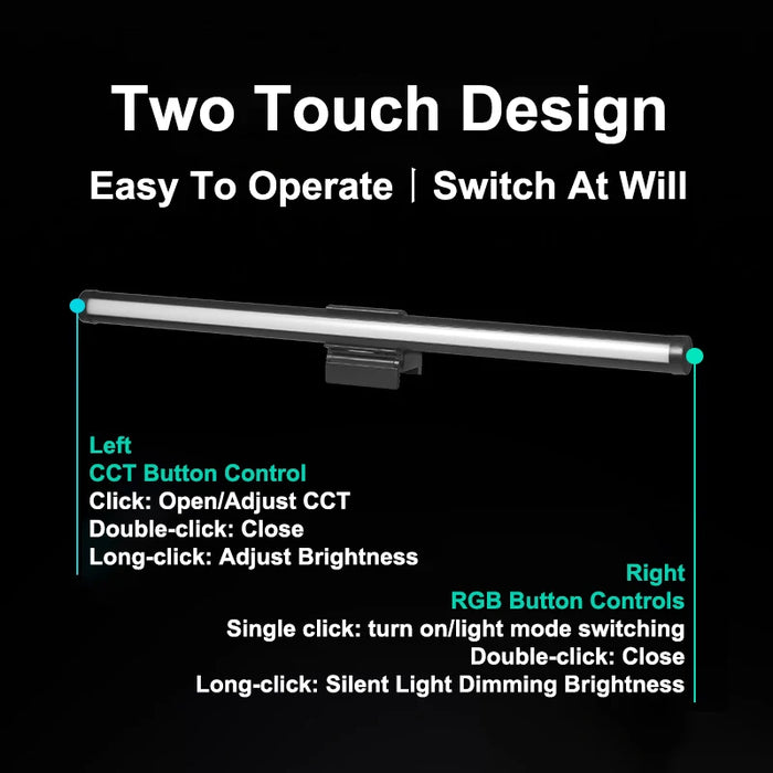 LED Monitor Light Bar — Hanging Screen Lamp, Stepless Dimmable, RGB Option