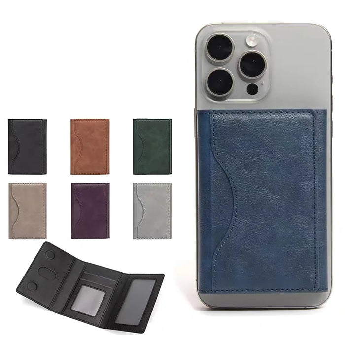 Trifold Magnetic PU Leather MagSafe Card Wallet for iPhone 16/15 Pro/Max/Plus/Mini