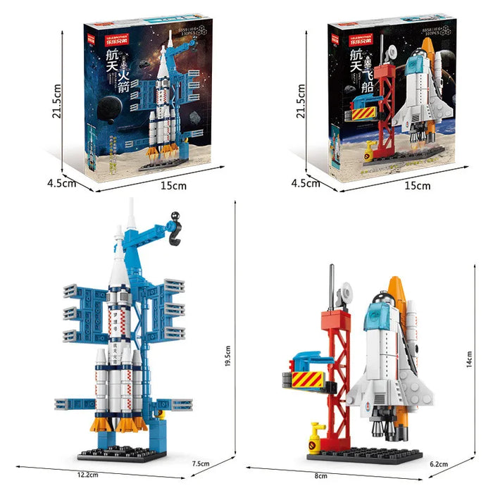 107-Piece DIY Space Rocket & Spaceship Building Set — Launch Centre Model (Plastic Bricks)