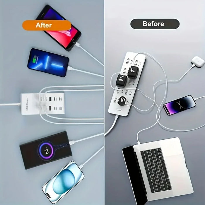 10‑Port 50W USB Charging Station – Multi‑Device Fast Charger with LCD (EU/UK/US plugs)