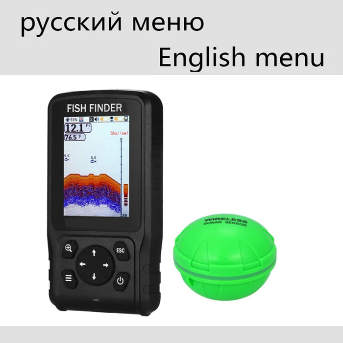 Wireless Fish Finder Sonar Sensor (Dot‑Matrix) – Rechargeable 3.7V, 0.6–73 m, 125 kHz (2026)