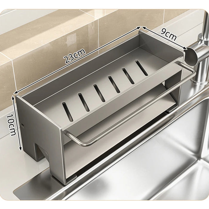 Non-Perforated Sink Storage Rack — Single-Tier Sponge & Rag Holder