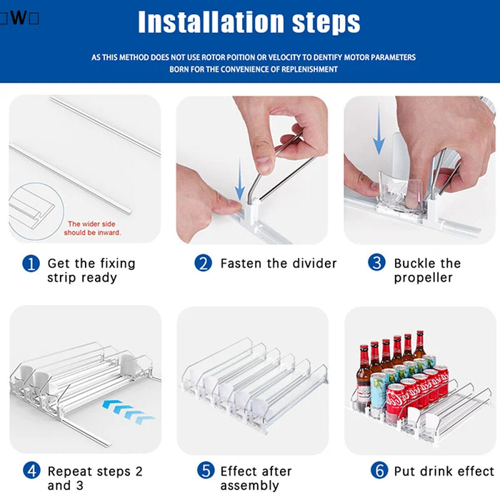 Canned Beverage Push Rack — Self-Pushing Fridge & Counter Organiser (310/380/410mm)