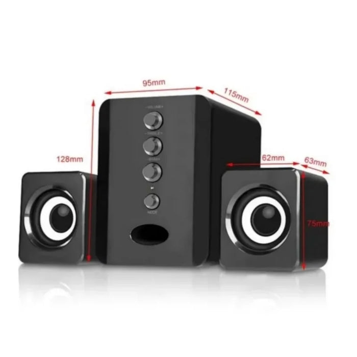 2.1 USB-Powered PC Speaker Set with Subwoofer — Compact Stereo for Laptop, Phone & TV