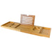 Bamboo Bathtub Caddy Tray – Extendable Spa Tray with Book, Wine and Tablet Holder