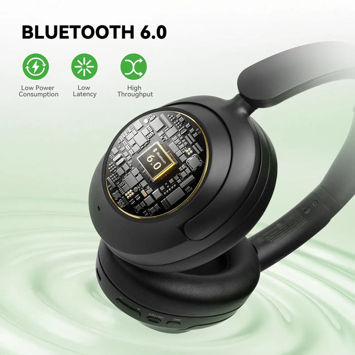 Focus A6 - Bezdrátová sluchátka Bluetooth 6.0 s aktivním potlačením hluku 48dB, přes uši, vysoce věrný zvuk, LDAC, vestavěný mikrofon, ovládání přes aplikaci - ideální pro dojíždění, práci, cestování a milovníky hudby s hlubokým zážitkem