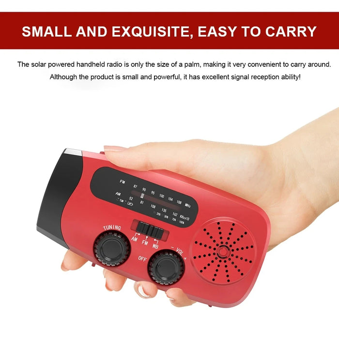 Multifunction Emergency Radio – Hand‑Crank, Solar & USB, AM/FM/Weather, 2000mAh Power Bank, Torch