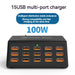 100W 15-Port Desktop USB Charger Station — Fast Charge for iPhone, iPad & Samsung