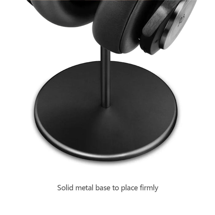Walnut Wood & Aluminium Headphone Stand with Solid Metal Base — Desk Headset Holder