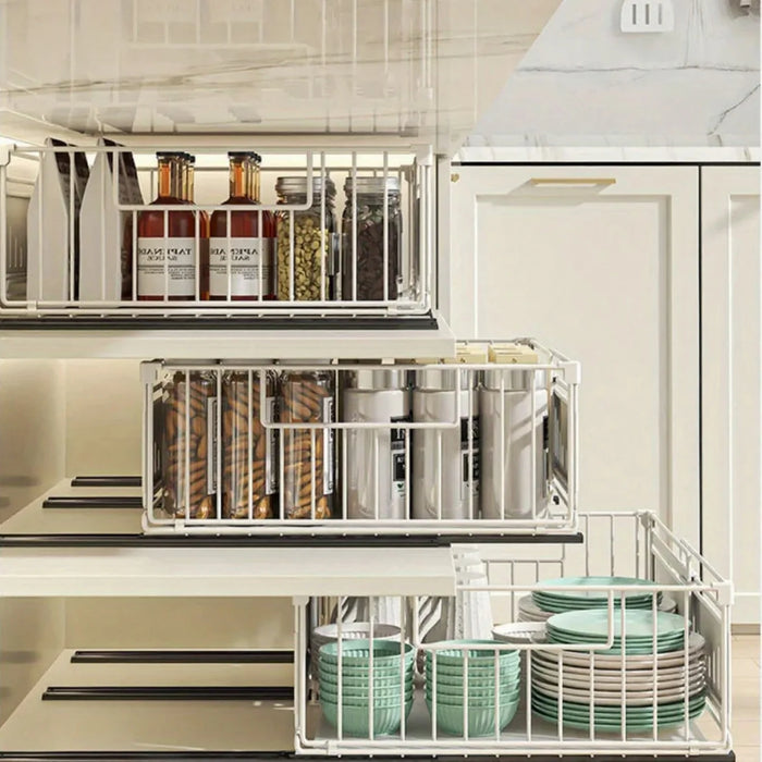 Expandable Pull-Out Cabinet Organiser — Slide-Out Drawer Storage Shelf for Kitchen