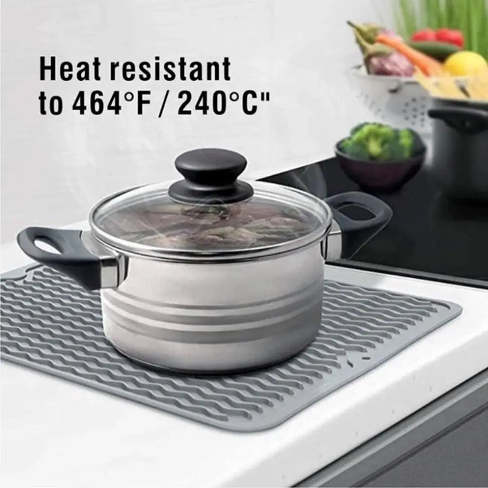 Foldable Silicone Drying Mat — Heat-resistant, Anti-slip Kitchen Drain Mat