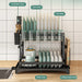 Adjustable 2-Tier Dish Drainer Rack — Plate, Bowl & Cutlery Organiser