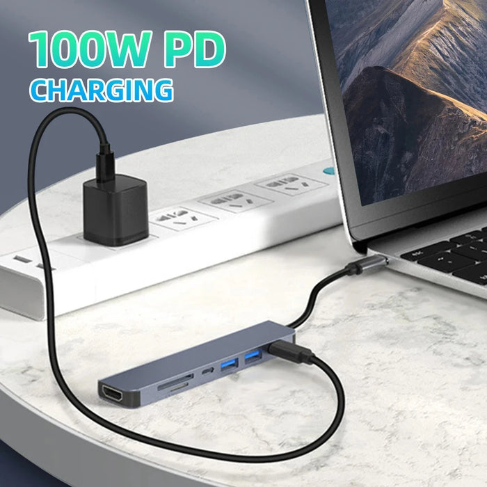 7-in-1 USB-C Docking Station – 4K 30Hz HDMI, PD 100W, USB 3.0 & SD/TF Card Reader