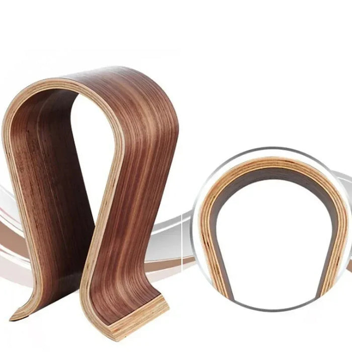 2025 Walnut U-Shape Wooden Headphone Stand – Desktop Hanger