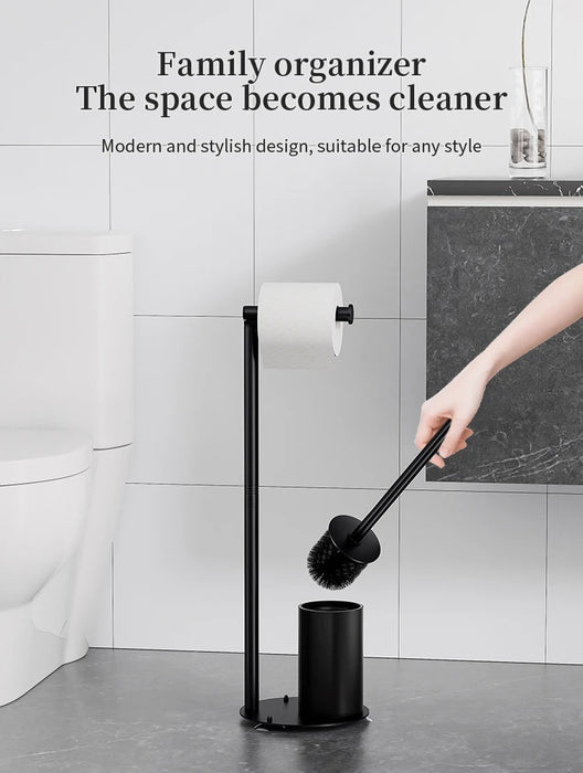 Foldable Floor-Standing Toilet Roll Holder with Reinforced Base, Standalone Dispenser