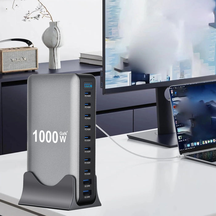 1000W GaN 10‑Port USB‑C Charger Station — PD3.1 PPS Fast Charging