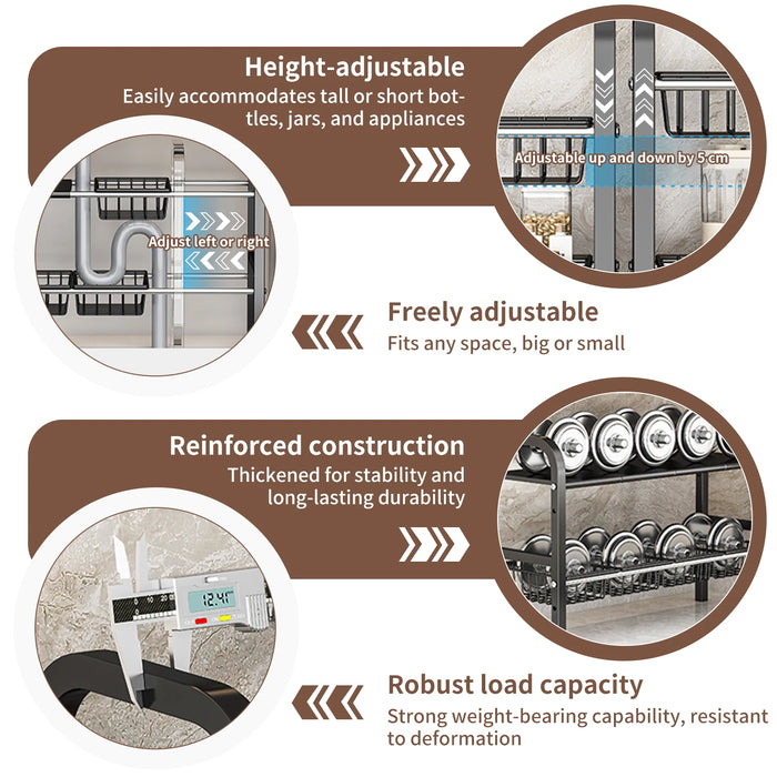 2-Tier Expandable Under-Cabinet Organiser – Adjustable Under-Sink Storage for Kitchen & Bathroom