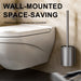 Long‑Handle Aluminium Toilet Brush with Wall‑Mounted Holder — White, Grey or Black