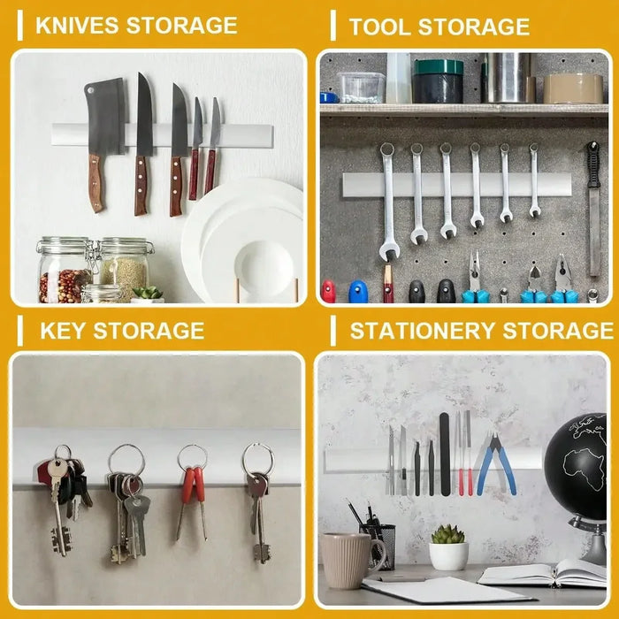 Leeseph Stainless Steel Magnetic Knife Holder — Wall-Mounted Multipurpose Knife Rack
